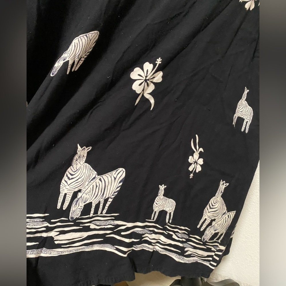 Vintage 90s Mackson Zebra Print Short Sleeve Black Dress Size 1X - Picture 2 of 4